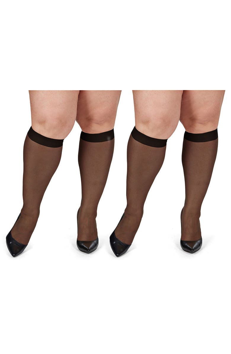MeMoi 2-Pack Curvy Silky Sheer Knee Highs, Alternate, color, 