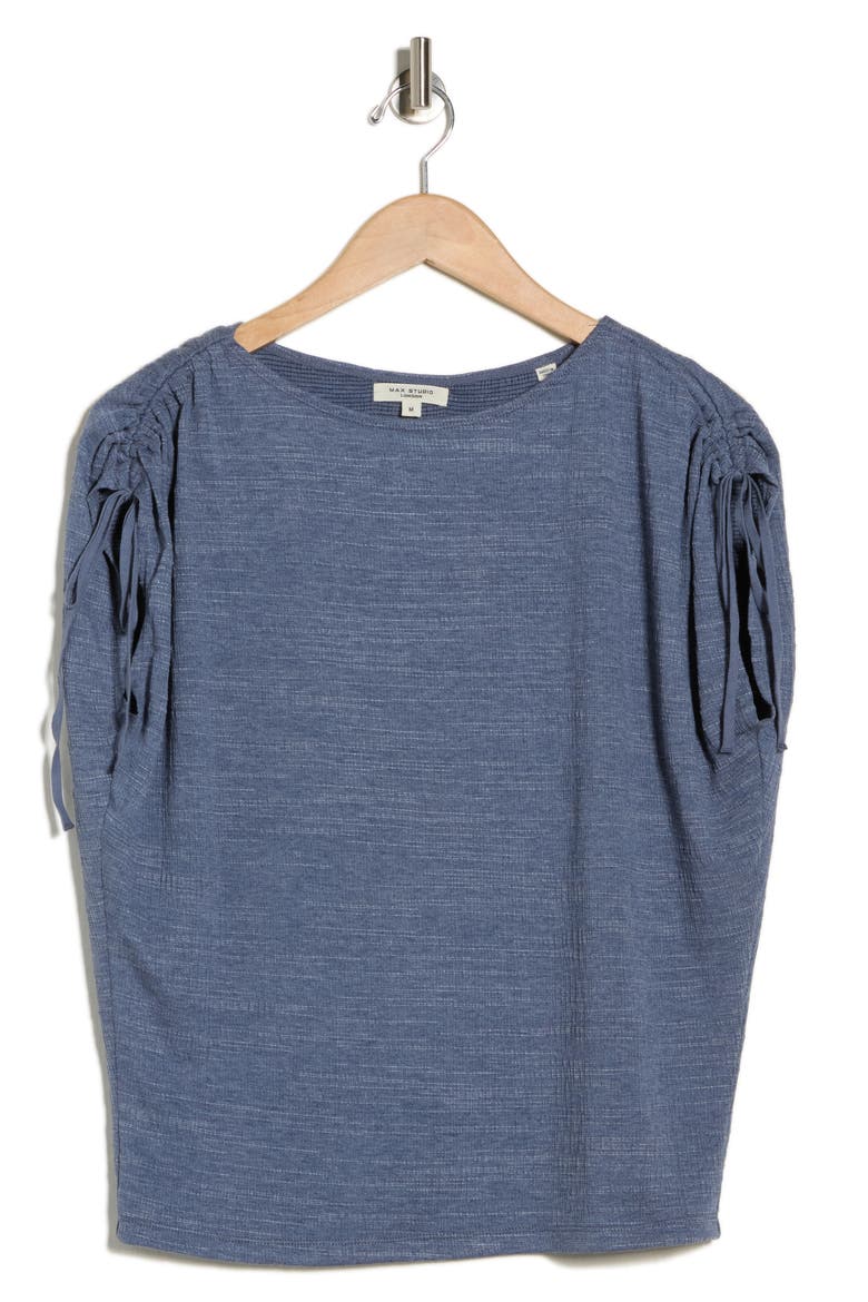 Ruched Shoulder Top, Alternate, color, DENIM