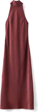 MANGO Sleeveless Crinkle Satin Maxi Dress