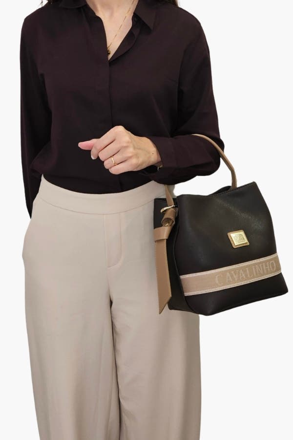 Only by Cavalinho 591 Bucket Bag, Alternate, color, Brown / Beige