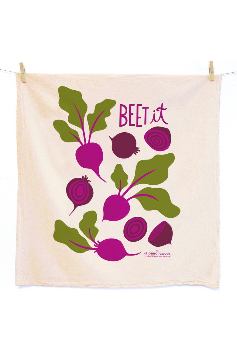Beet Dish Towel + Sponge Cloth Gift Set, Main, color, Purple