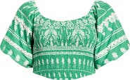 SUGARLIPS Bubble Sleeve Smocked Crop Top