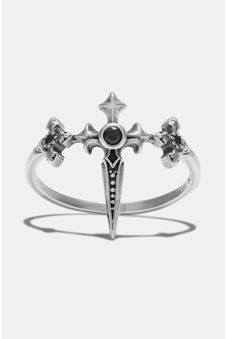 Sica Sterling Silver Black Spinel Ring, Alternate, color, Silver