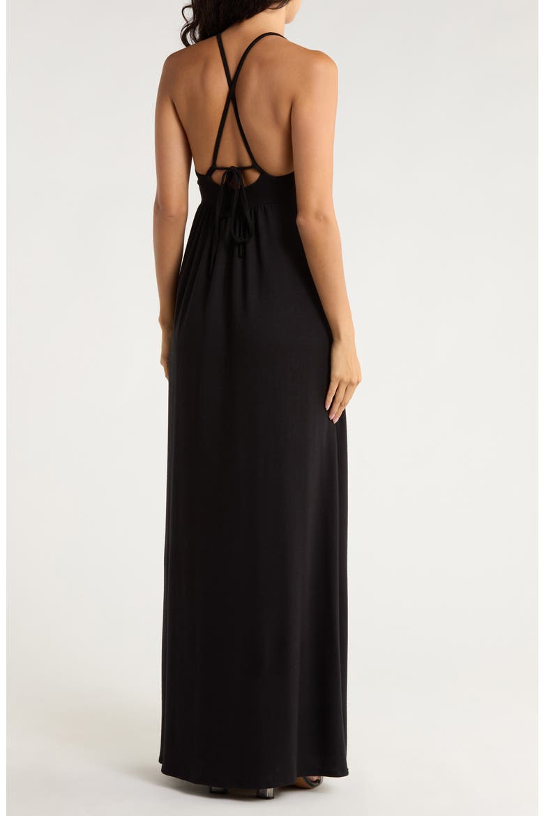 Cross Back Maxi Dress, Alternate, color, BLACK