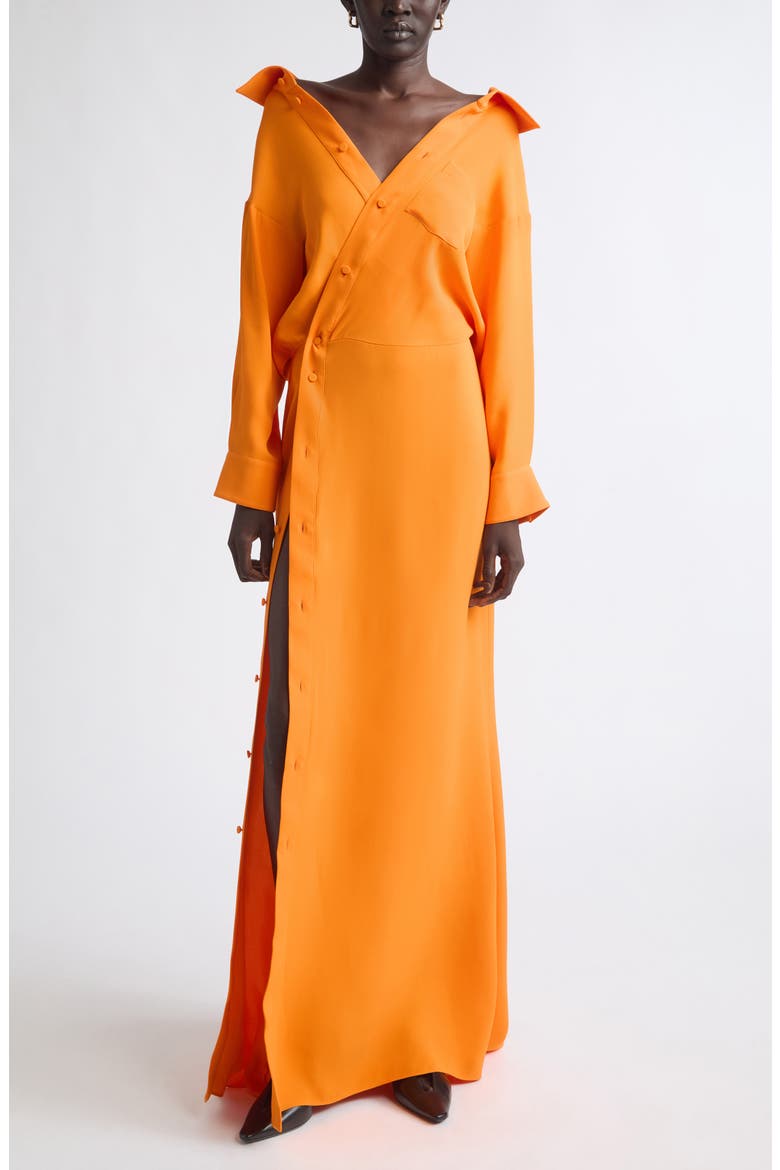 Long Sleeve Silk Cady Maxi Dress, Main, color, 7541 ORANGE