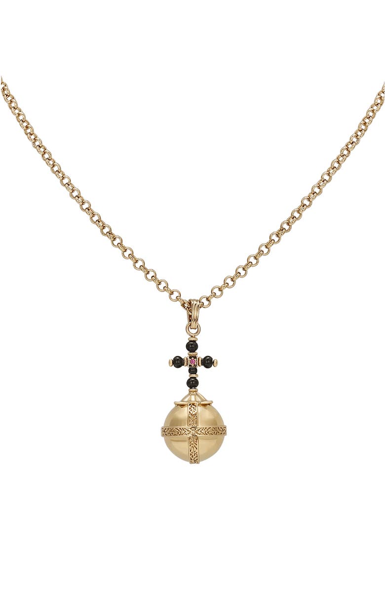 RC RETRO CHIC Globus Cruciger Necklace, Main, color, Gold & Black