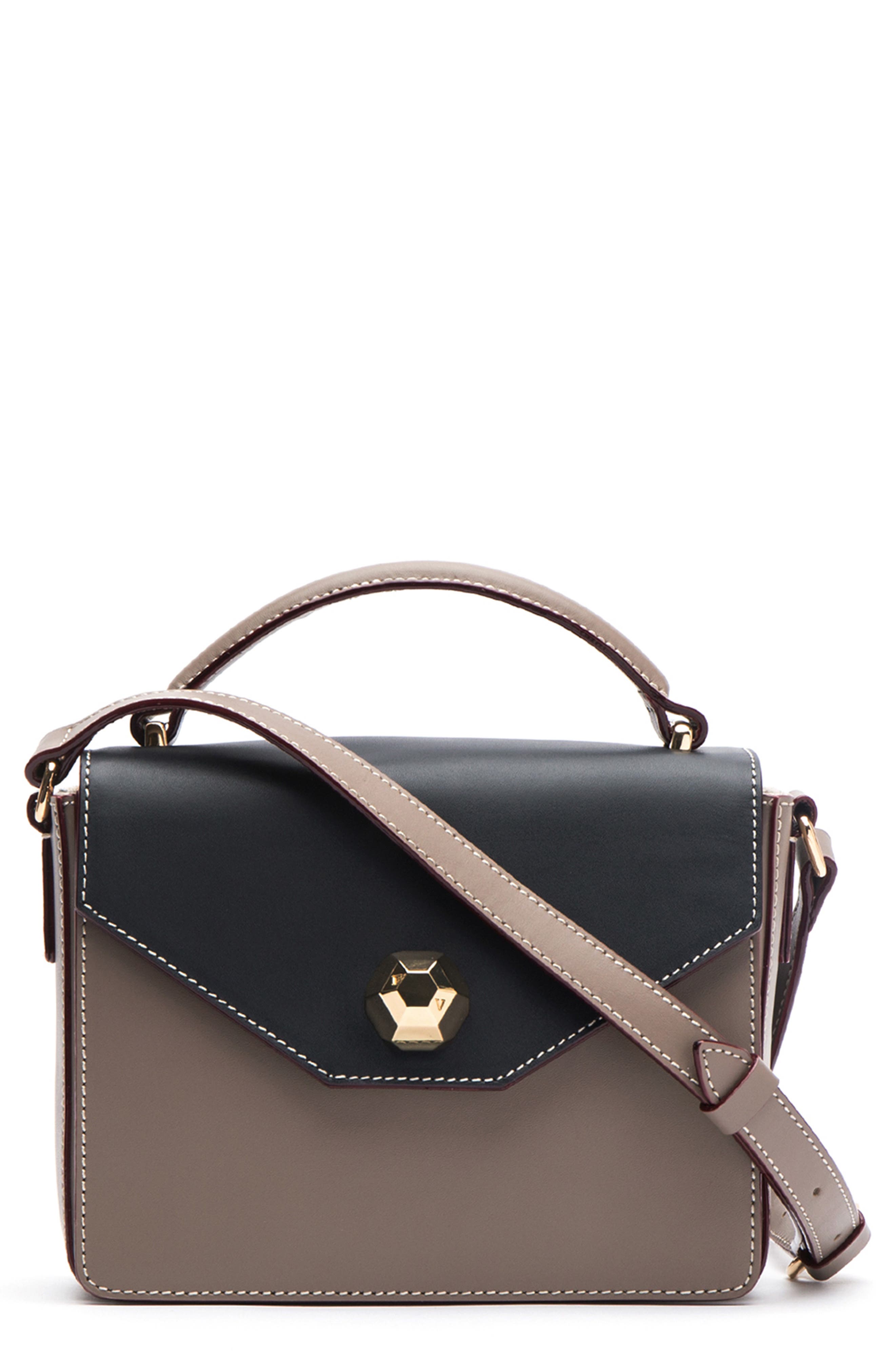 Mini Midge Leather Crossbody Bag, Main, color, GREY/ INK