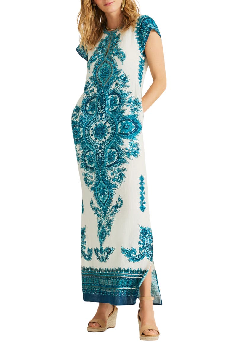 Medallion Dress, Alternate, color, White Blue