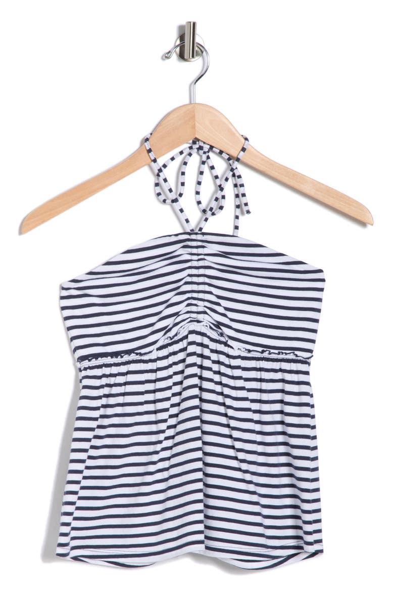 Babydoll Halter Top, Alternate, color, WHITE NAVY I FAYE STRIPE