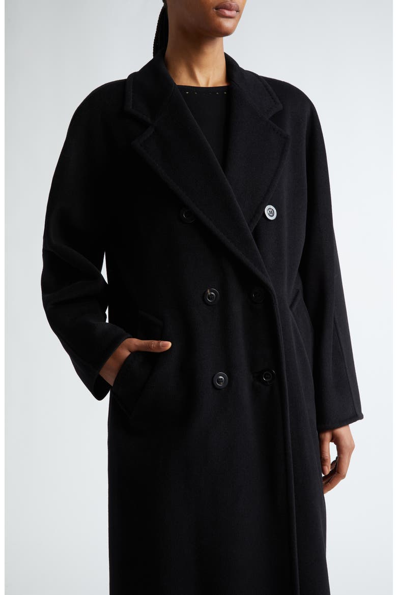Madame Double Breasted Wool & Cashmere Coat, Alternate, color, BLACK