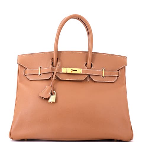 Birkin Handbag Brown Courchevel with Gold Hardware 35