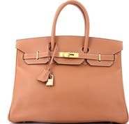 Pre-Owned Hermes Birkin Handbag Brown Courchevel with Gold Hardware 35