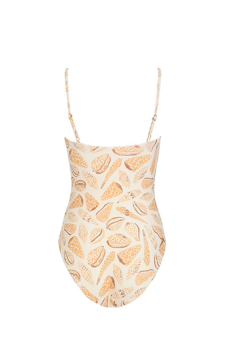 KIBYS Shell Tides Print Serina Sculpt One Piece, Alternate, color, Beige Shells Print