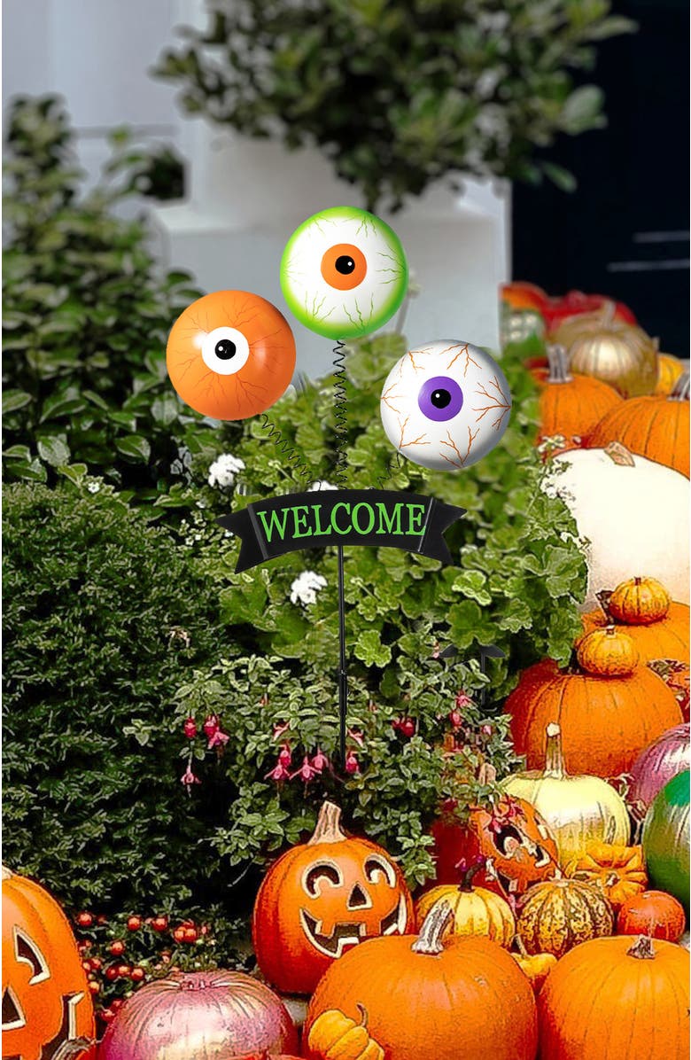 Glitzhome Halloween Metal WELCOME Spring Eyeballs Yard Stake, Alternate, color, 