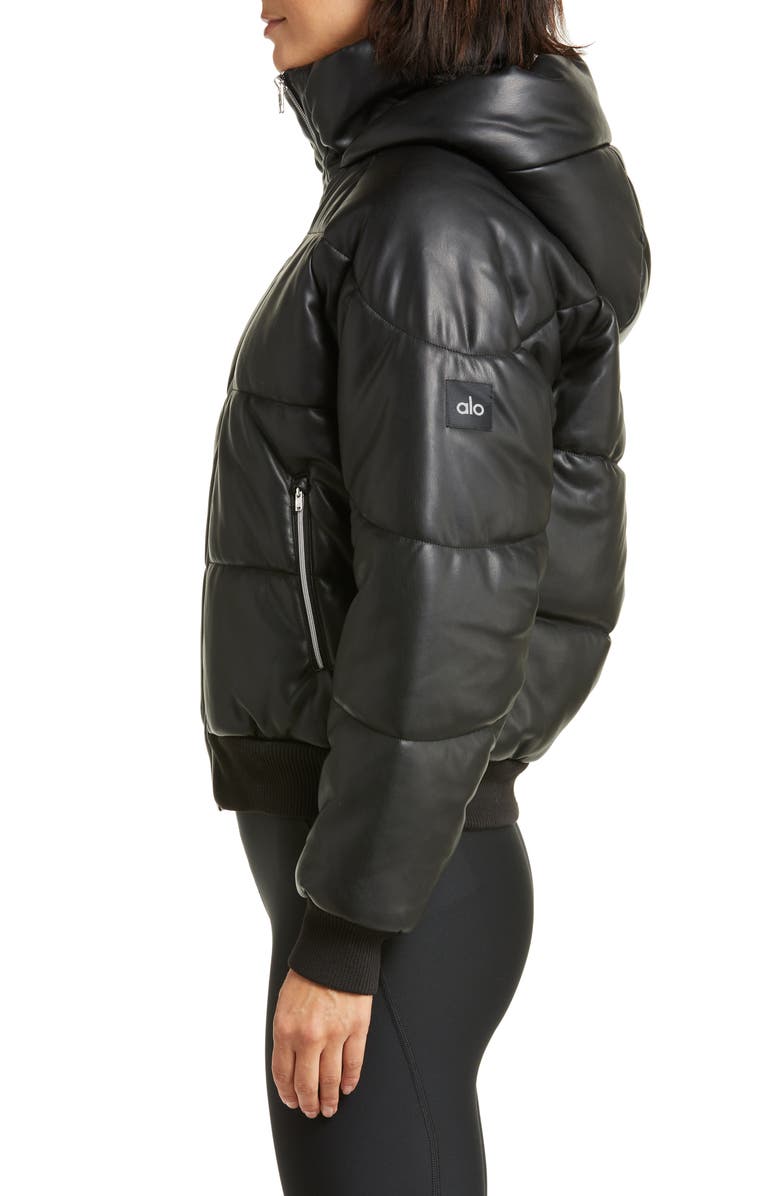 Alo Boss Faux Leather Puffer Coat, Alternate, color, 