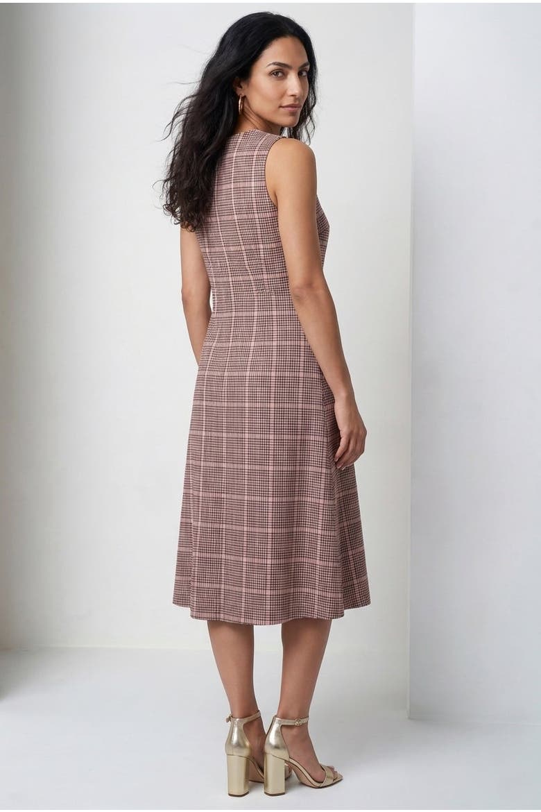 Bi Stretch Fit And Flare Dress, Alternate, color, ROSE CHECK HOUNDSTOOTH