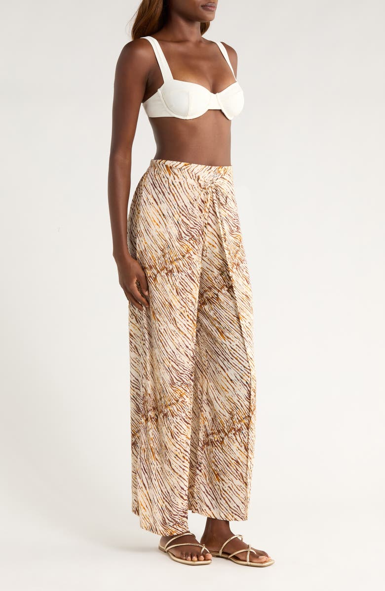 Elan Print Cover-Up Wrap Pants, Alternate, color, Neutral Sahara