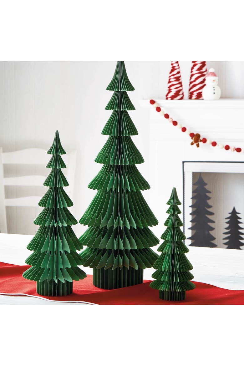 Evergreen Paper Tree Decor, Alternate, color, Green