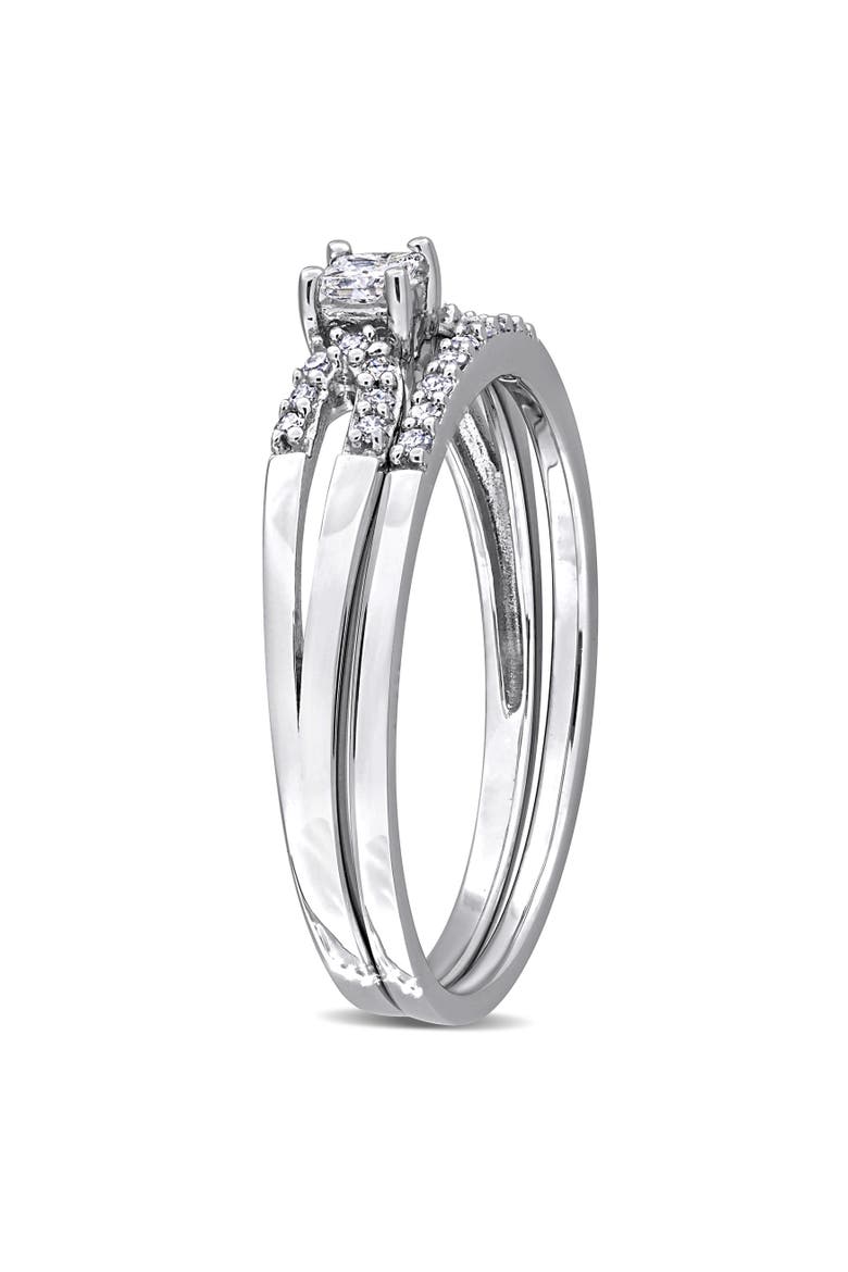 Diamond Split Shank Bridal Ring Set, Alternate, color, Sterling Silver