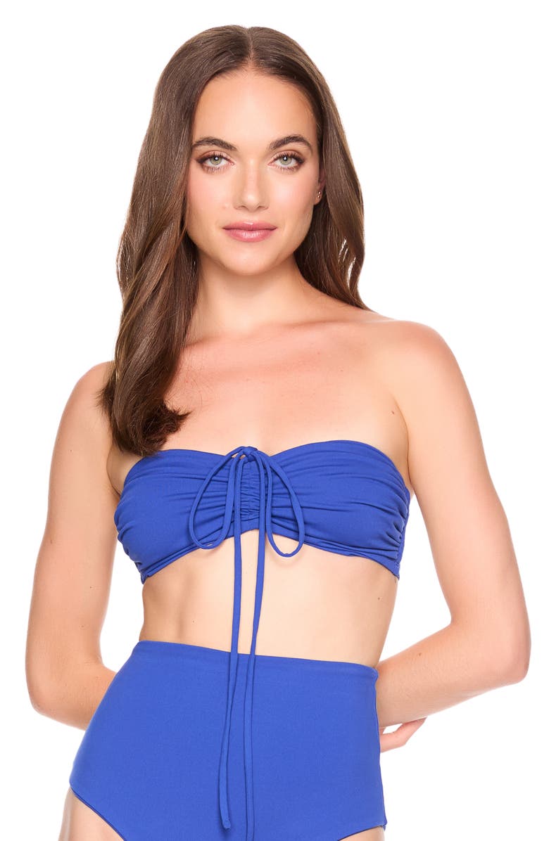 Susana Monaco Drawstring Bandeau Bikini Top, Alternate, color, Nocturnal