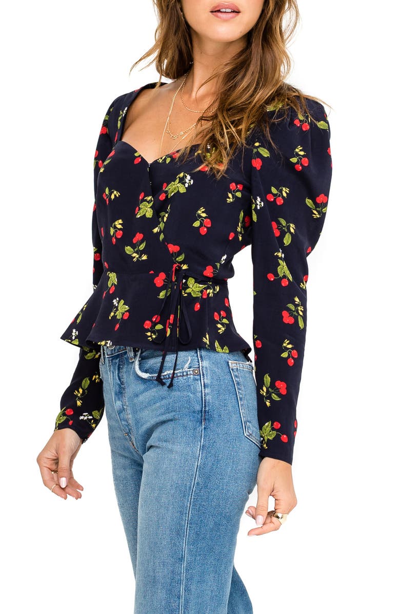 ASTR the Label Sweetheart Wrap Front Top, Alternate, color, 