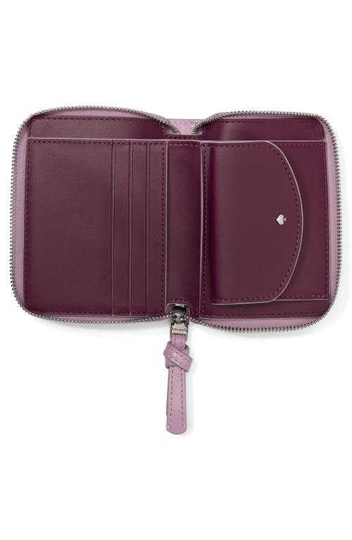 Kate Spade New York Loop Small Glazed Leather Zip Wallet In Purple