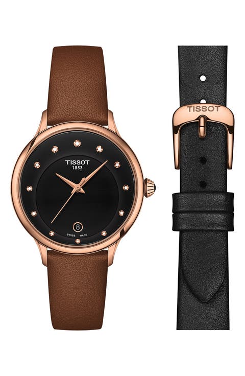 Odaci-T Diamond Leather Strap Watch, 33mm