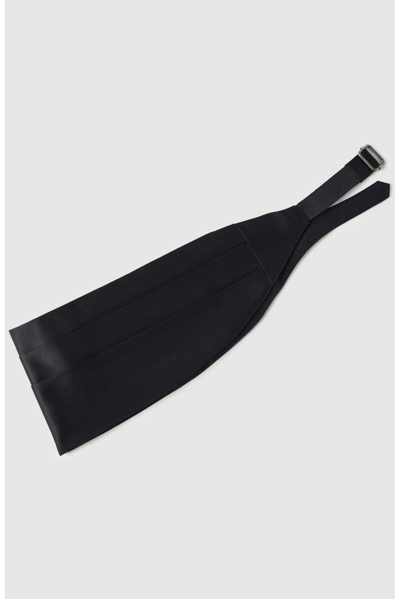 Cotton and silk satin cummerbund, Main, color, Black