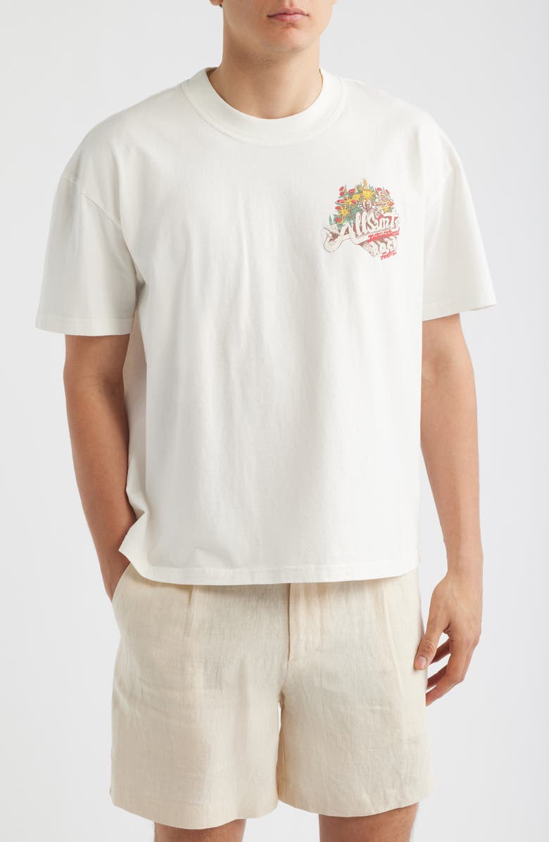 AllSaints Roque International Rock Festival Cotton Graphic T-Shirt, Main, color, Chalk White