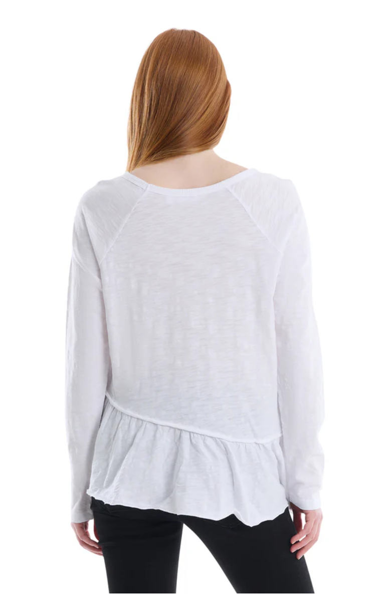 WILT Clothing Raglan Long Sleeve Asymmetric Peplum Hem Tee, Alternate, color, White