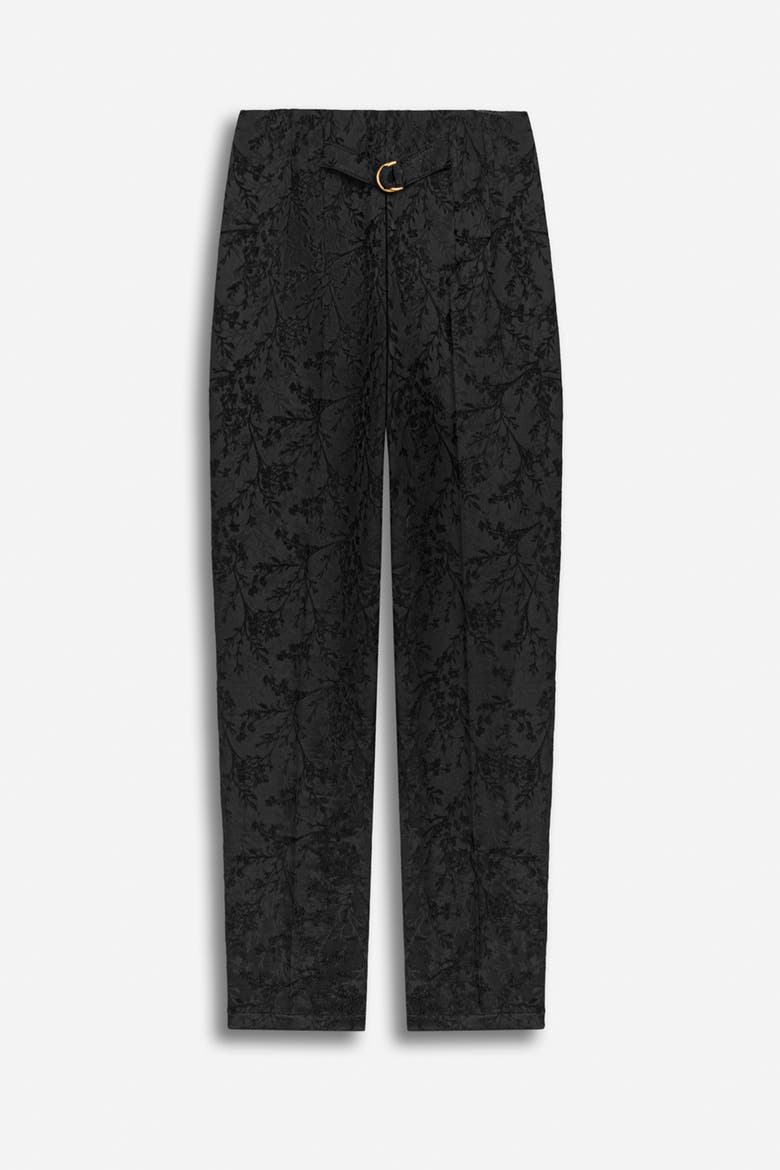 Jacquard High Waist Carrot Trousers, Alternate, color, Black