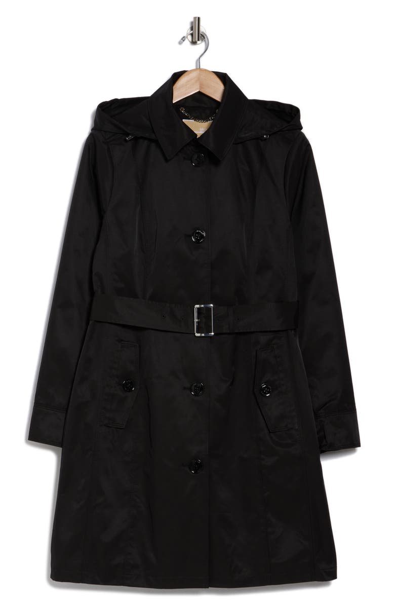 Michael Kors Belted Trench Coat, Alternate, color, Black