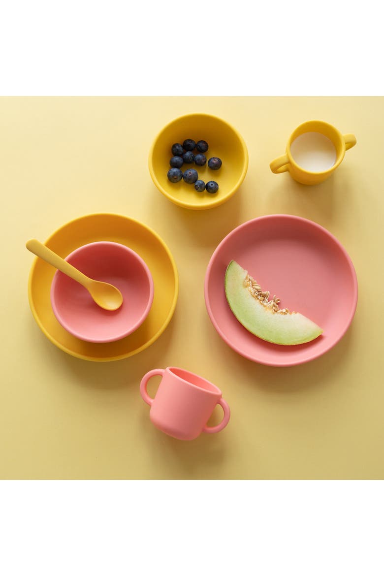 Silicone Suction Baby Plate Set, Alternate, color, Mimosa / Coral