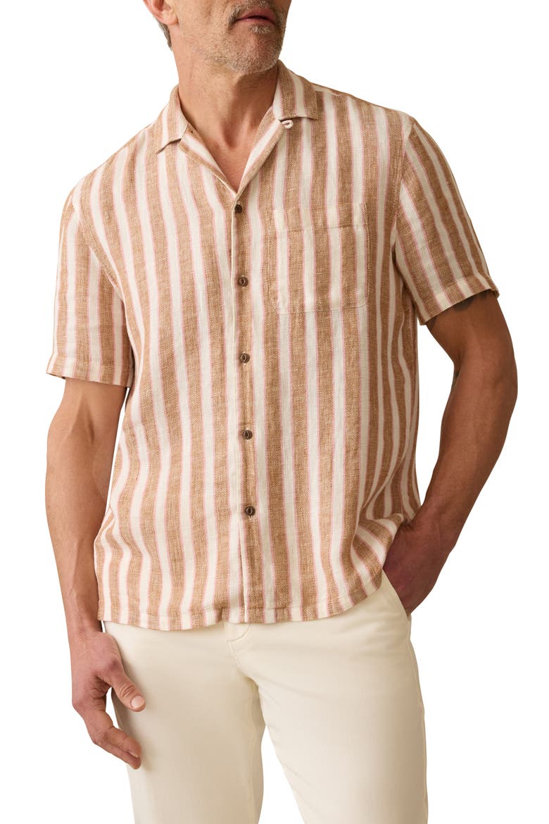 Palma Stripe Linen Camp Shirt, Main, color, SIENNA VALLEY STRIPE