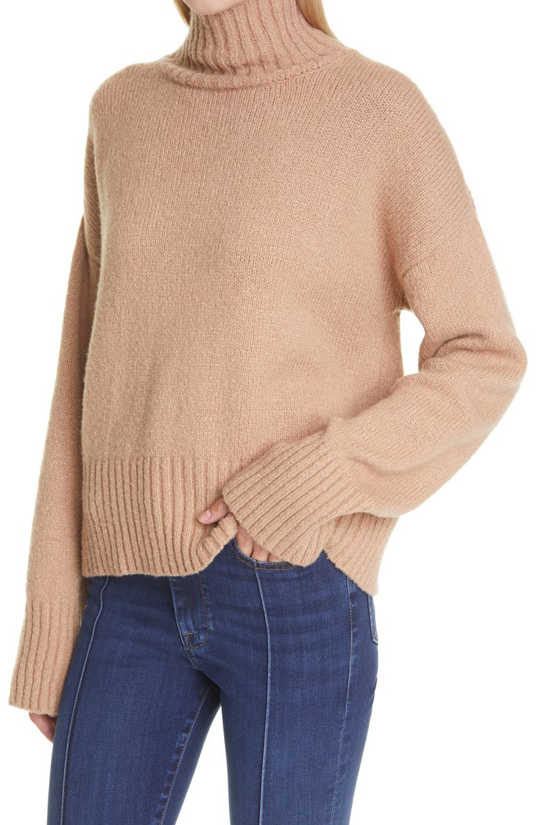 FRAME Swingy Wool & Silk Blend Turtleneck Sweater, Alternate, color,