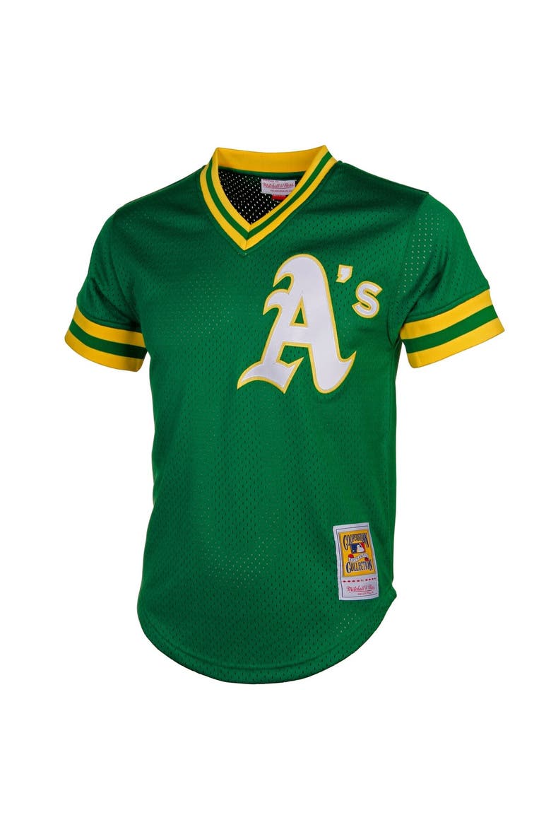 Men's Mitchell & Ness Reggie Jackson Green Oakland Athletics Cooperstown Mesh Batting Practice Jersey, Alternate, color, Green