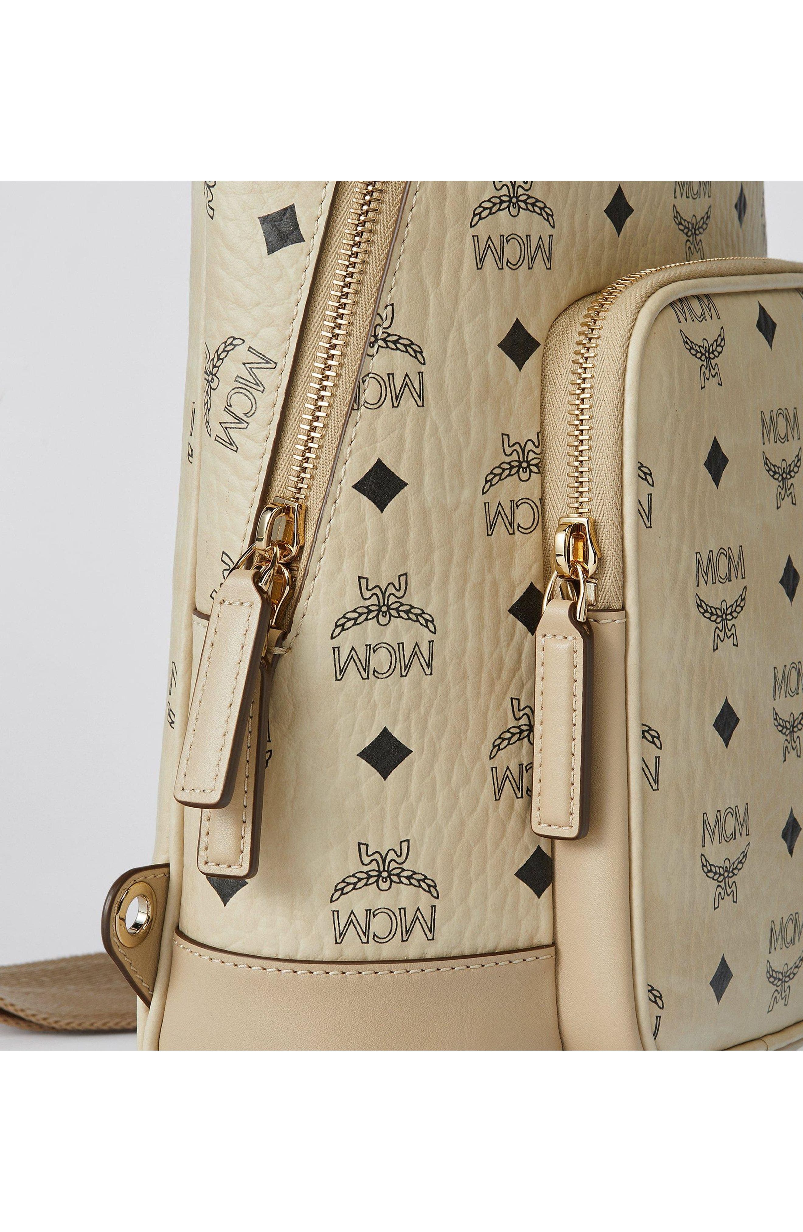 Small Aren Sling Bag in Visetos Leather Mix, Alternate, color, Beige + Black