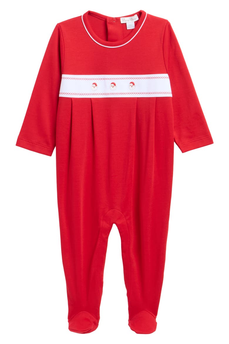 Santa Smocked Footie, Main, color, RED