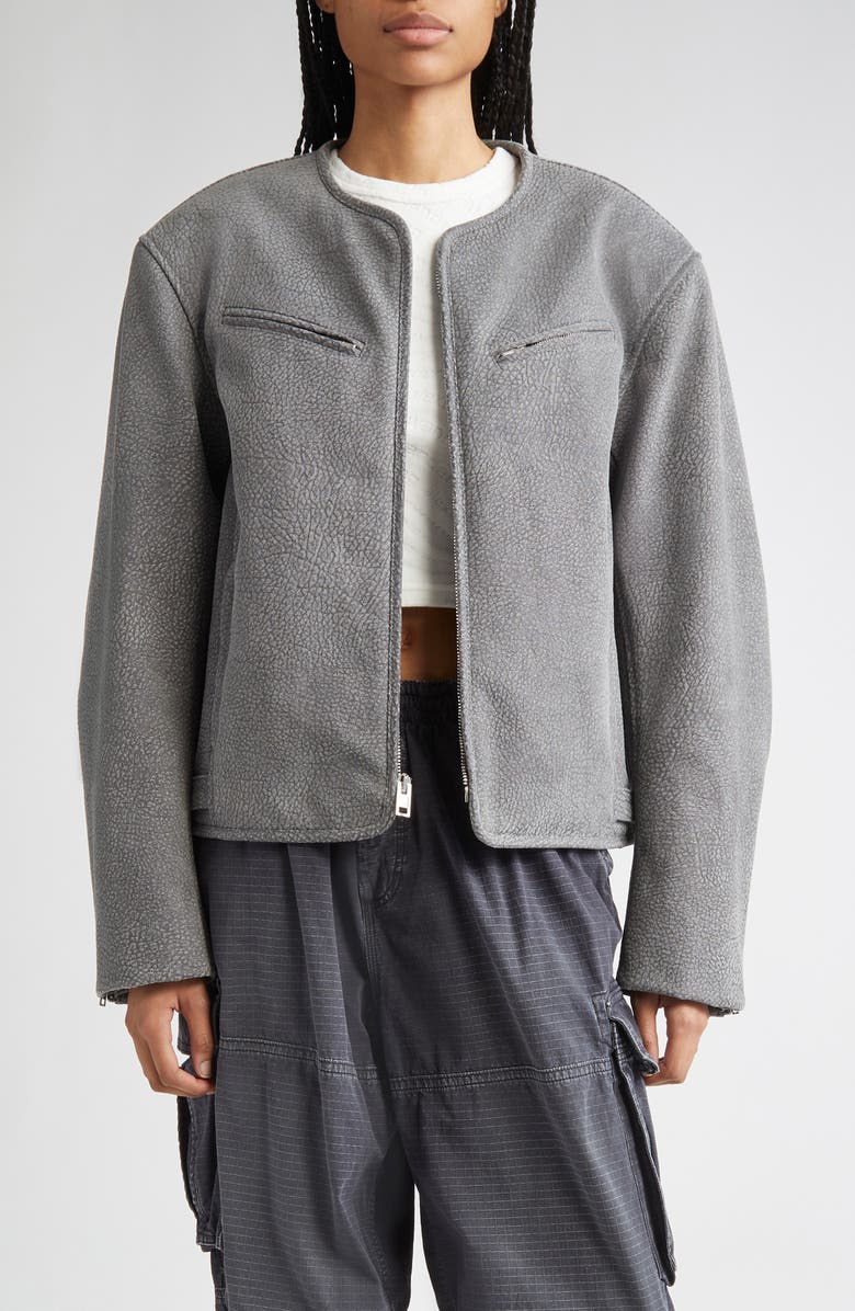 Alexander Wang Boxy Cotton Moto Jacket, Main, color, Grey