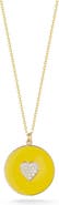 SPHERA MILANO Pavé Cubic Zirconia Heart Enamel Disc Pendant Necklace
