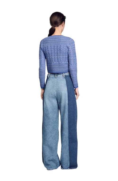 Sandro Glitter Crewneck Cardigan Sweater