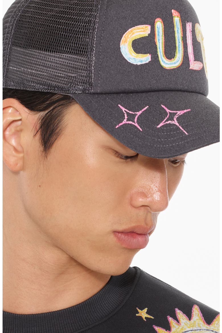 Hand Drawn Cult Logo Hat, Alternate, color, STEEL