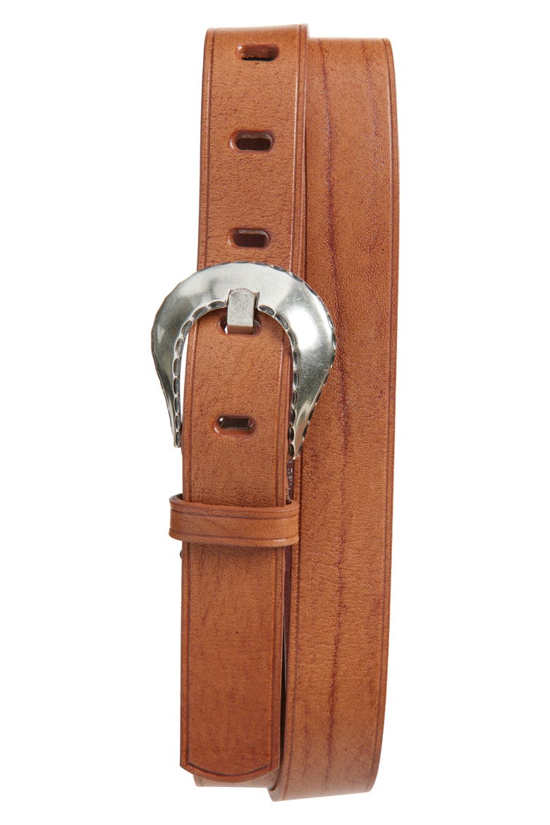 New Tex Washed Leather Belt, Main, color, MARRONE
