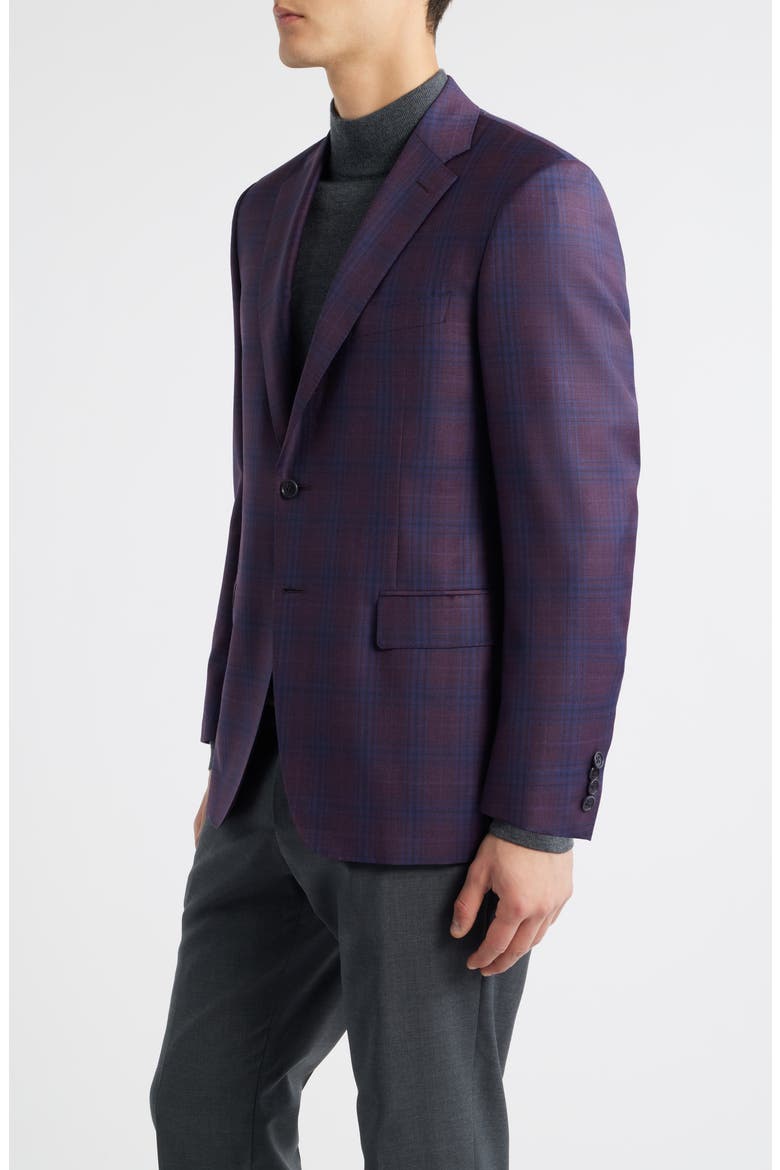 Siena Regular Fit Purple Shadow Check Wool Sport Coat, Alternate, color, PURPLE