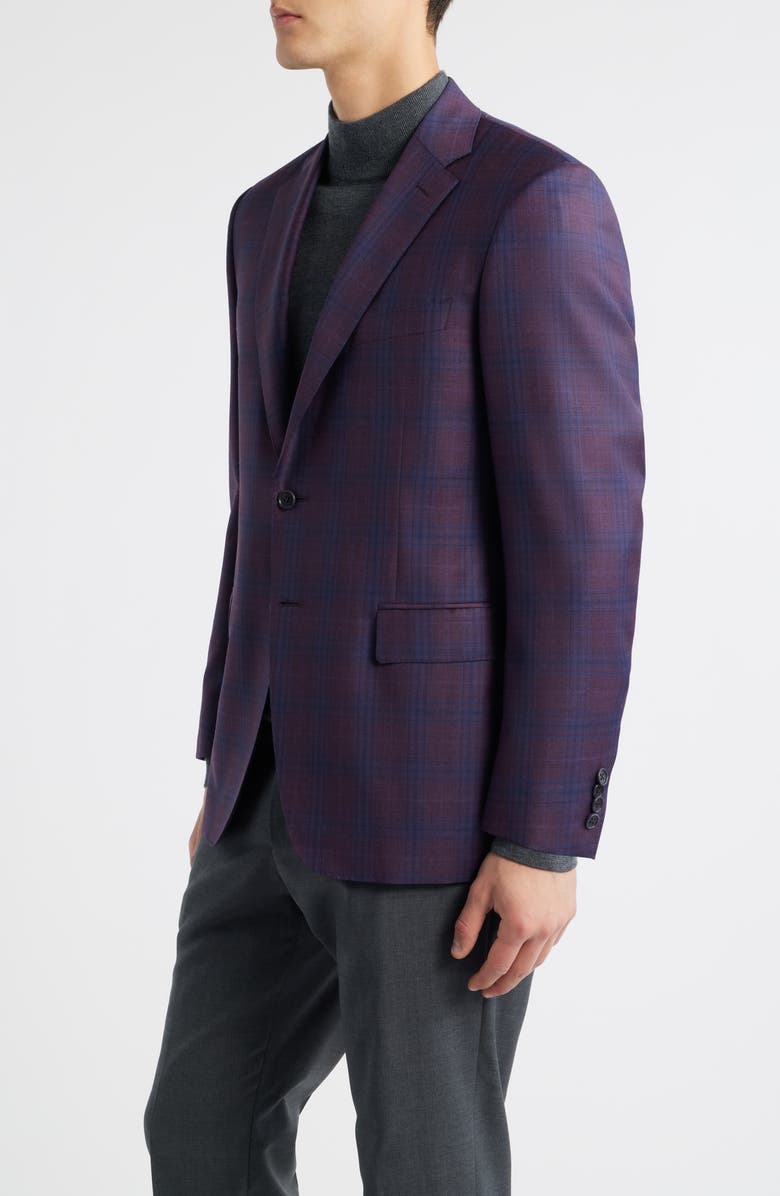 Canali Siena Regular Fit Purple Shadow Check Wool Sport Coat, Alternate, color, Purple