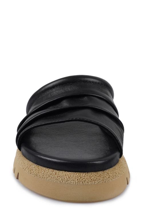 National Comfort Ferna Platform Slide Sandal In Black Leather