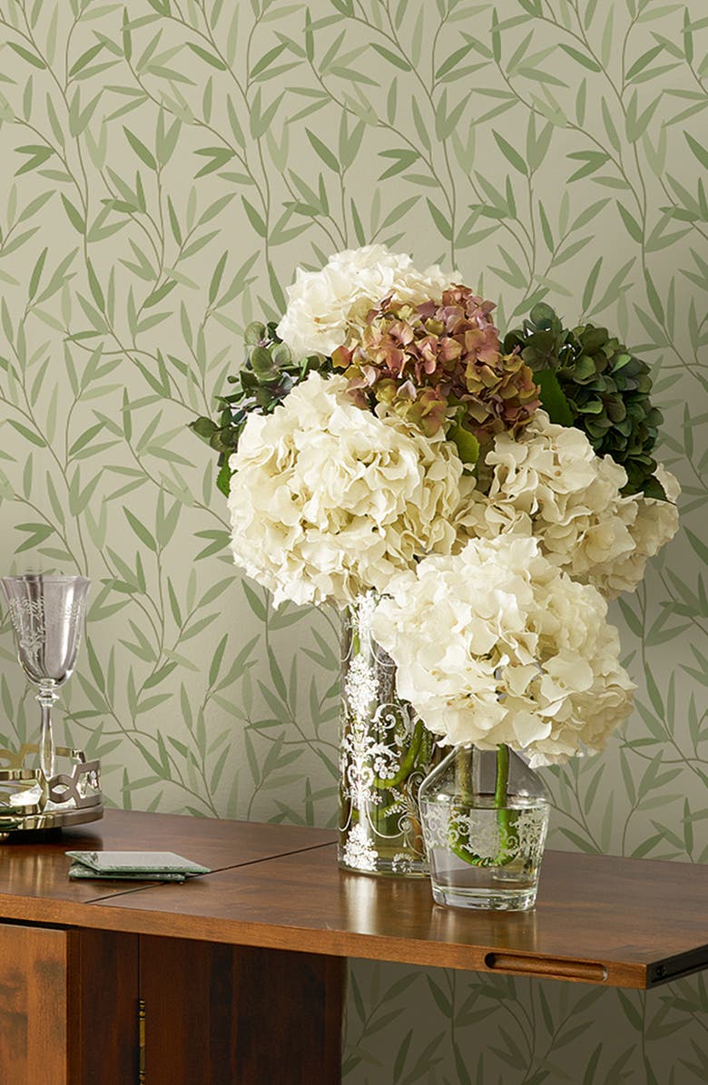 GRAHAM AND BROWN Laura Ashley Willow Leaf Hedgerow Removable Wallpaper, Alternate, color, 
