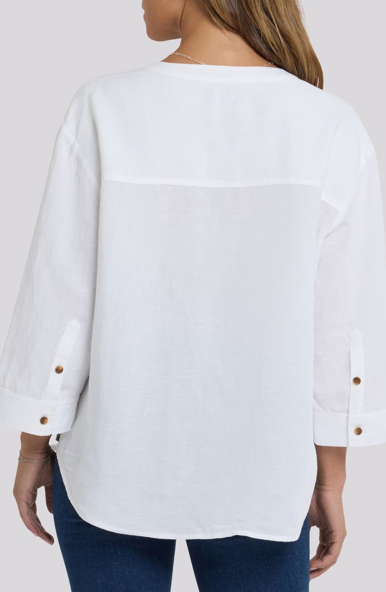 NYDJ Maggie Oversize Linen Blend Button-Up Shirt, Alternate, color, Optic White