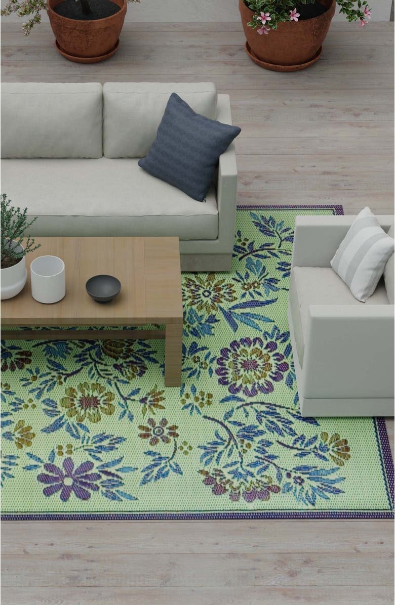 Mad Mats Wildflowers Eggplant Rug, Alternate, color, Green And Blue