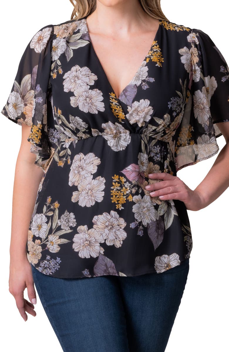 Kiyonna Seaside Serenade Top, Alternate, color, Midnight Peony Print